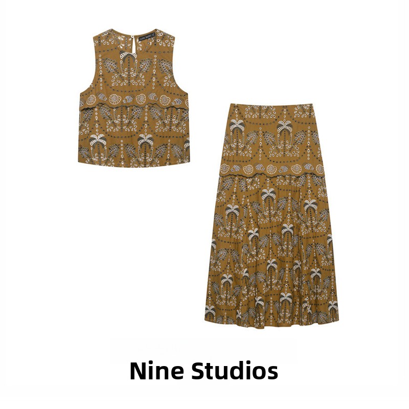 Midi Skirt Floral - Conjunto de Moda Feminina NINE ZAR,
