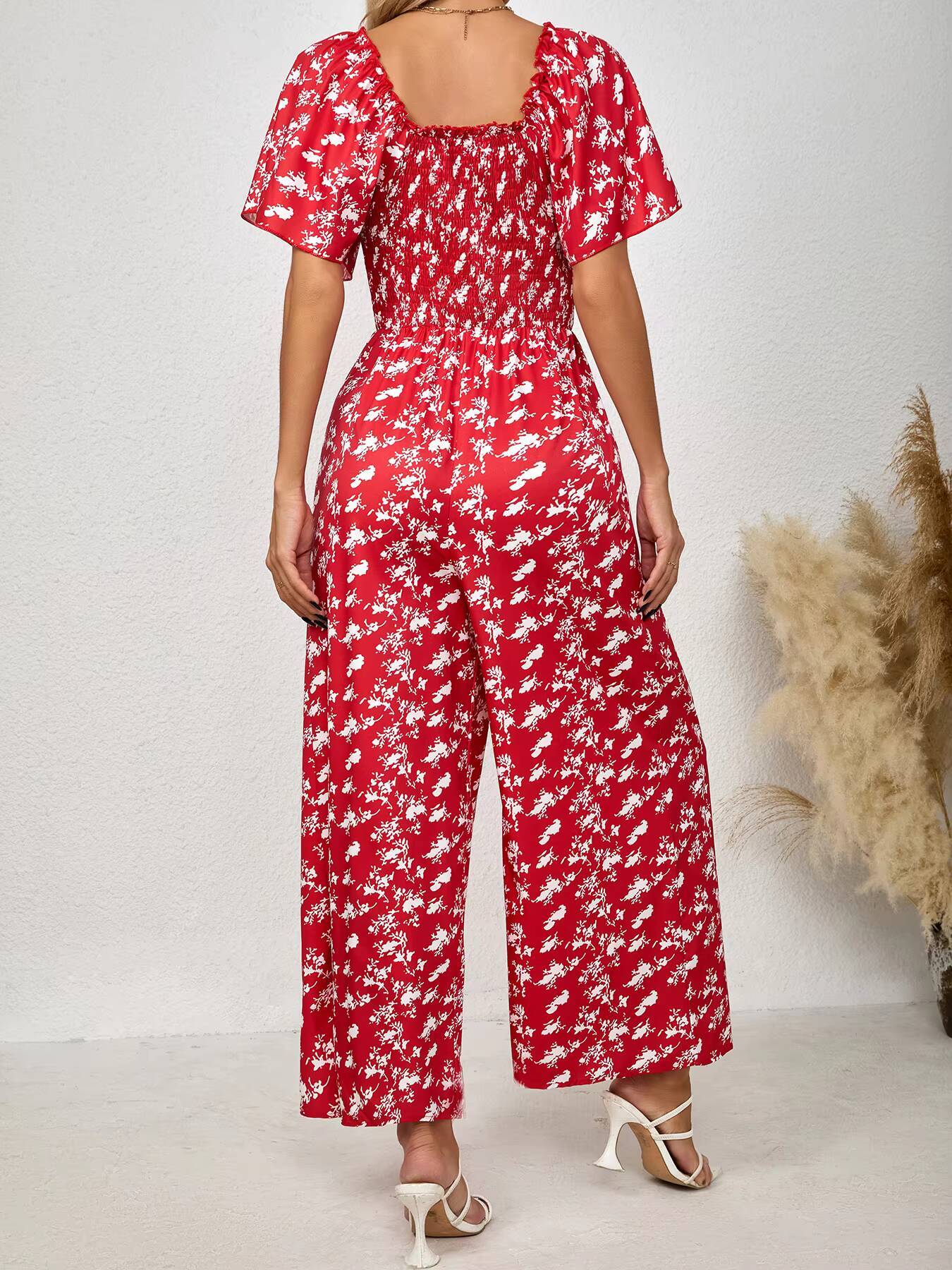 Macacão Feminino Vermelho com  - Romper Floral Print avaliação e preço