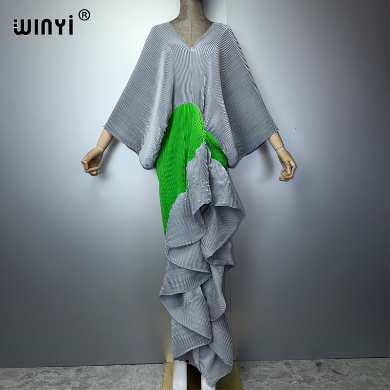 WINYI Novo Vestido Plissado Sl - Cover Up Kaftan avaliação e preço