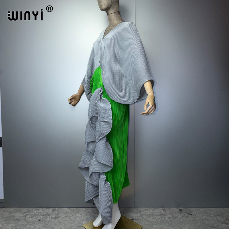 WINYI Novo Vestido Plissado Sl - Cover Up Kaftan avaliação e preço