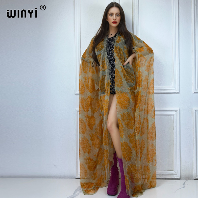Winyi maxi quimono verão persp - Cover Up Kaftan avaliação e preço