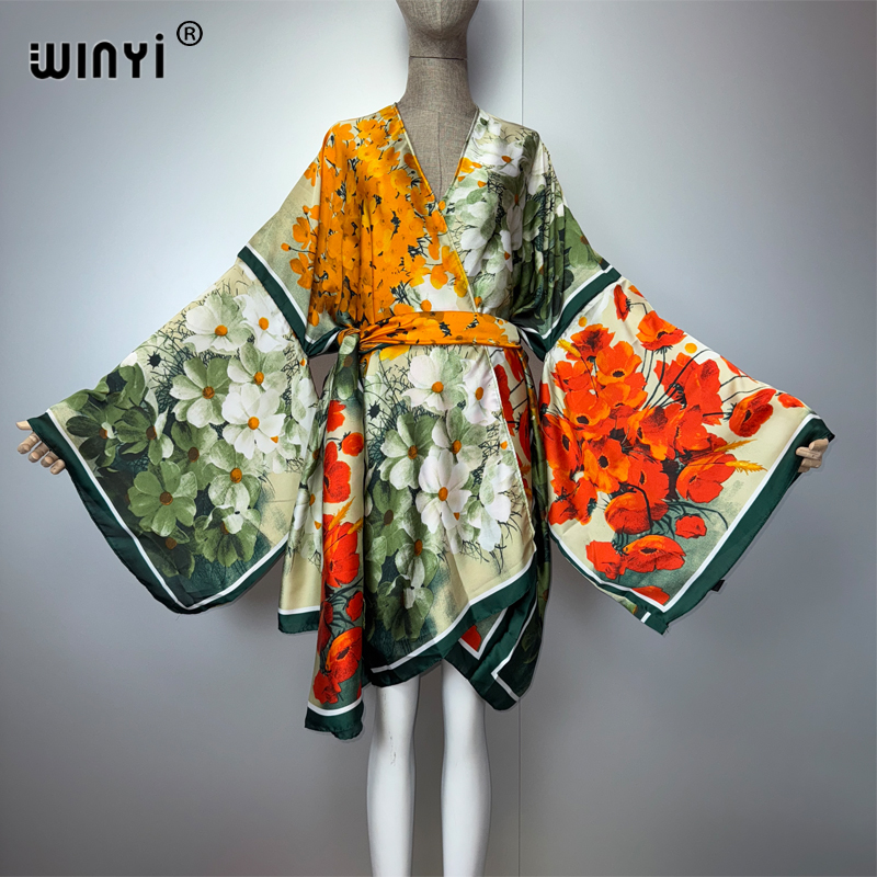 Winyi verão kimonosilk sentime - Cover Up Kaftan avaliação e preço